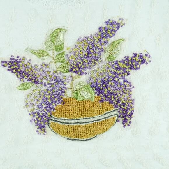 Vintage Small Crop Top Handmade Embroidered Floral Lace Boho Cottagecore Granny - Picture 3 of 11